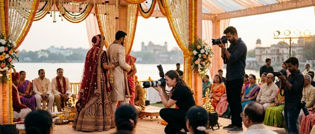Wedding photographers in Bhopal team capturing wedding ceremony